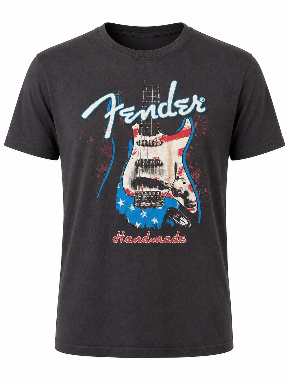 Fender Black Short-Sleeve Tee with Red, White & Blue Guitar Graphic XXL